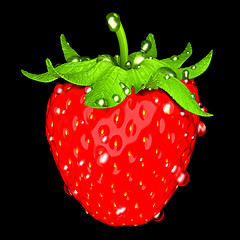 Image showing Strawberry with drops of water