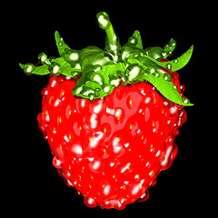 Image showing Strawberry with droplets of water isolated