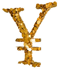 Image showing Japanese Yen currency. Symbol shaped with coins