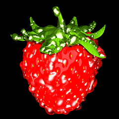 Image showing Strawberry with drops isolated over black