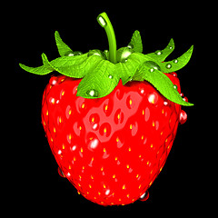 Image showing Strawberry with water drops