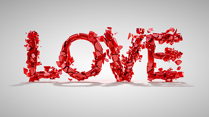 Image showing Love and divorce concept - red broken word