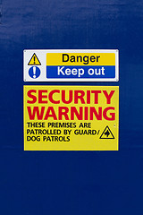 Image showing keep out security warning sign