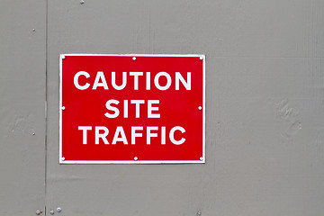 Image showing caution site traffic warning sign