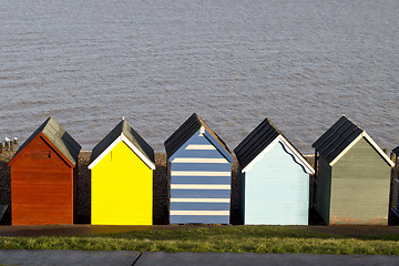 Image showing colorful beach huts