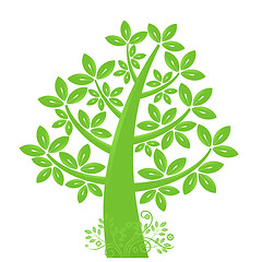 Image showing Abstract Eco Tree Silhouette with Leaf and Vines