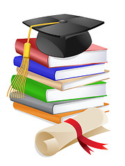 Image showing Graduation Cap on Stack of Books