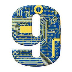 Image showing Digit from electronic circuit board alphabet on white background