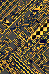 Image showing Circuit board industrial yellow - gray background