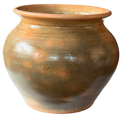 Image showing Old ceramic pot on white background