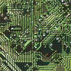 Image showing Circuit board dark green hi-tech texture