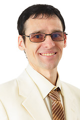 Image showing Portrait of smiling man in suit on a white background