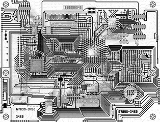 Image showing Monochrome abstract background - electronic circuit board