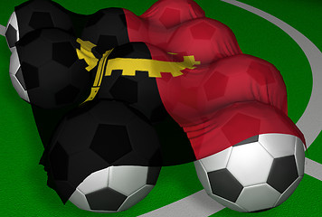 Image showing 3D-rendering Angola flag and soccer-balls