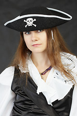 Image showing Woman pirate on a black background