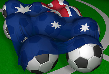 Image showing 3D-rendering Australia flag and soccer-balls