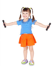 Image showing Child is engaged in gymnastics isolated on white