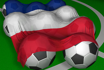 Image showing 3D-rendering France flag and soccer-balls