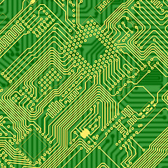 Image showing Green printed industrial circuit board texture