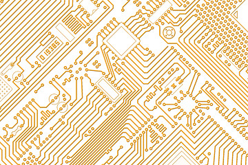 Image showing Industrial electronic graphics golden - white background