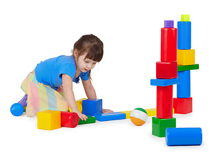 Image showing Girl playing toy bricks