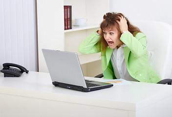 Image showing Woman - manager, frightened financial market conditions