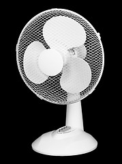 Image showing Table electric fan isolated on black background