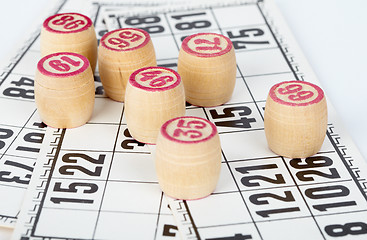 Image showing Kegs bingo, against playing cards