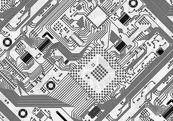 Image showing Printed monochrome industrial circuit board background