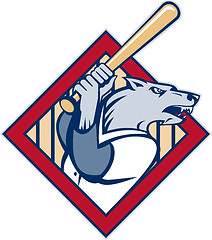 Image showing cartoon Wild dog or wolf playing baseball batting