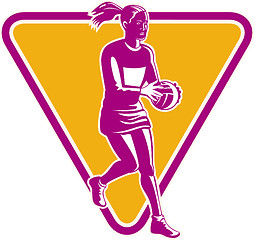 Image showing netball player ready to pass ball