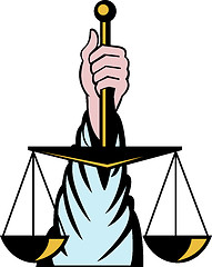 Image showing Hand holding scales of justice