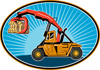 Image showing Logging forklift truck  hoisting logs