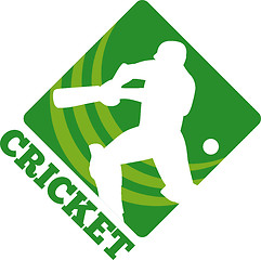 Image showing cricket batsman silhouette batting