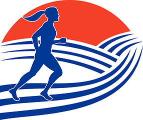 Image showing arathon runner silhouette side vew