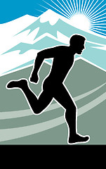 Image showing arathon runner silhouette side vew