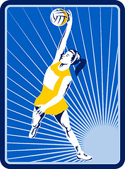 Image showing Netball player rebounding