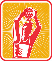 Image showing netball player ready to pass ball