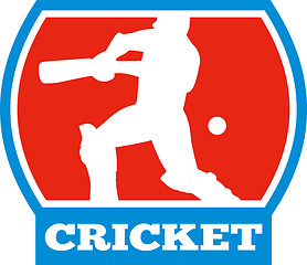 Image showing cricket batsman silhouette batting