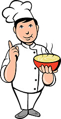 Image showing Cartoon Chef cook with bowl of soup