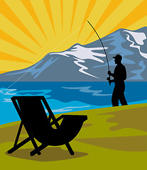 Image showing Fly fisherman fishing with fly rod 