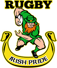 Image showing Irish leprechaun rugby player 