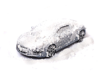 Image showing my car in the snow on the white background