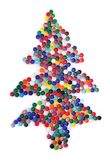 Image showing color plastic caps as christmas tree