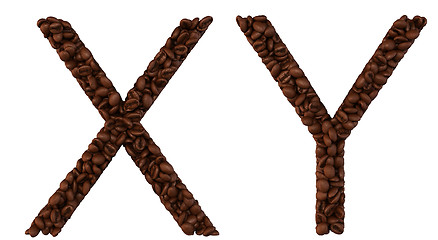 Image showing Coffee font X and Y letters isolated