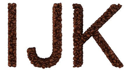 Image showing Coffee font I, J and K letters isolated