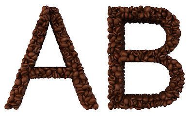 Image showing Coffee font A and B letters isolated 