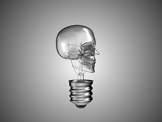 Image showing Lightbulb skull - health or death