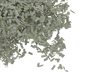 Image showing Money scattering. US dollar bundles falling