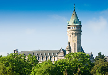 Image showing Luxembourg sight - castle tower with clock